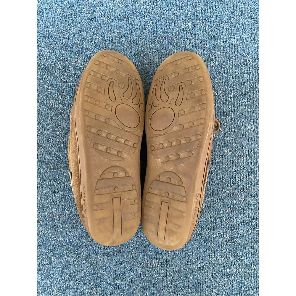Bearpaw men 13 slip on suede moccasins w/tie laces tan